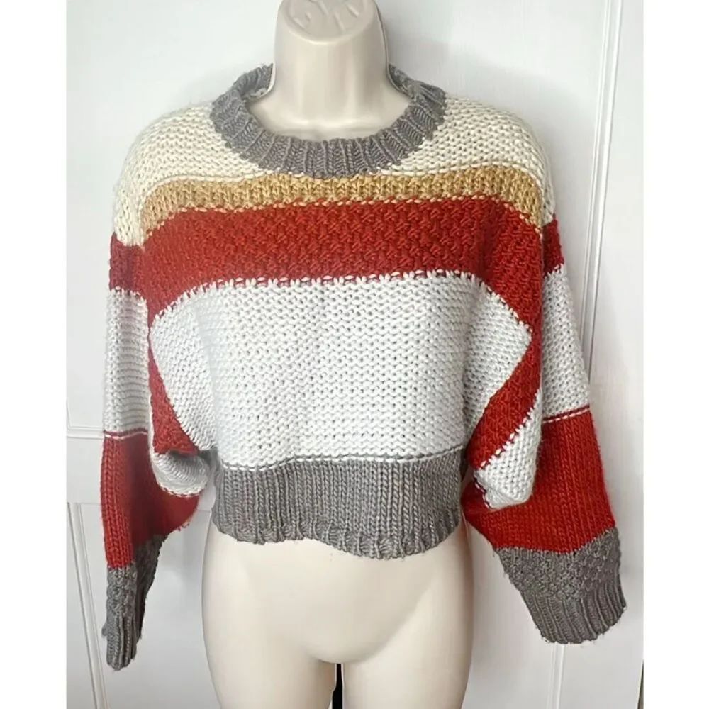 Altar’d State Striped Chunky Knit Sweater Multi Color Size XS